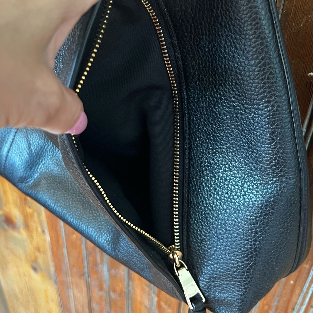 Coach Marlon Black Leather Hobo Shoulder Bag Purse with Gold Accents *Like New - Picture 5 of 15